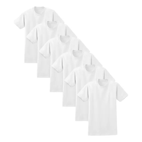 Camisetas X Media Docena Blancas Cuello Redondo Algodón X 6