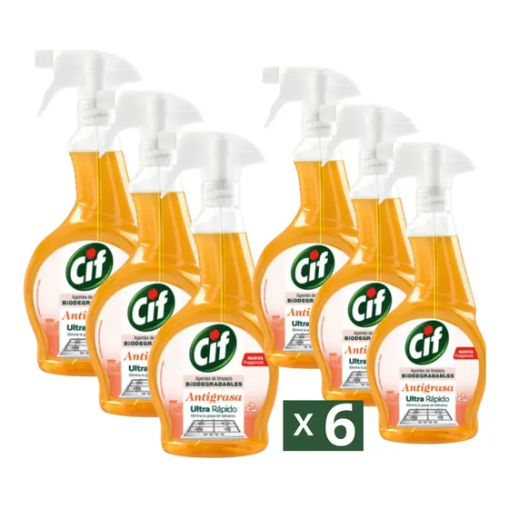 Cif Antigrasa Pack  6 Unidades X 500ml C/u Biodegradable
