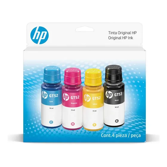 Pack De 4 Botellas De Tinta Hp Gt53\u002Fgt52 Pack 4 Colores | Cuotas sin interés