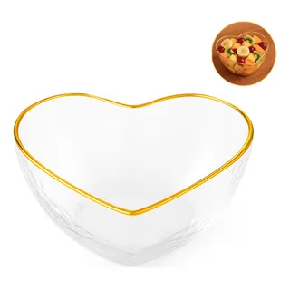 Bowl Vidro Coração Petisco Servir 750ml Decoração 15x12x6 Cm