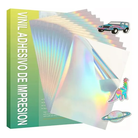 Vinil Impresión Adesivo Inkjet Tornasol Holográfico 30 Hojas