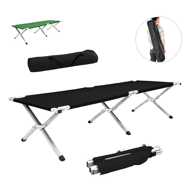 Catre Plegable Para Acampar Cama Portátil Exterior Campismo Negro