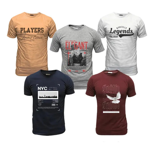 Pack X 5 Remeras Estampadas Hombre Algodón Premium