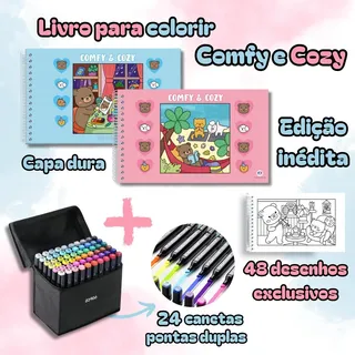 Kit Livro De Colorir Tipo Bobbie Goods Comfy E Cozy Capa Dura 50 PĂĄginas Desenhos Com Conjunto Estojo Caneta Touch Canetinhas 24 Cores Ponta Dupla Kit Livro De Colorir Tipo Bobbie Goods Comfy E Cozy Capa Dura 50 PĂĄginas Desenhos Com Conjunto Estojo Caneta Touch Canetinhas 24 Cores Ponta Dupla
