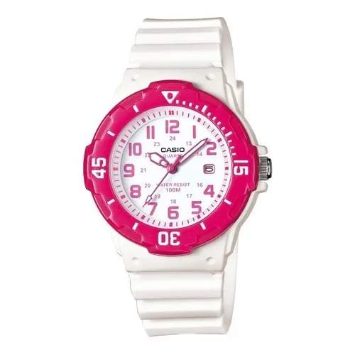 Reloj Casio Dama Analogo Fechador Blanco Rosa Mod Lrw-200h