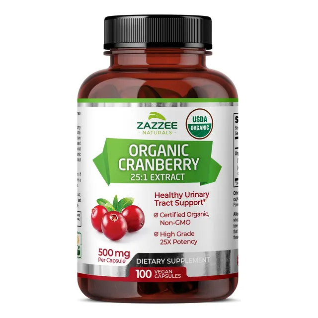 Suplemento Zazzee Usda Organic Arándano 25:1 Extracto 100 Ca