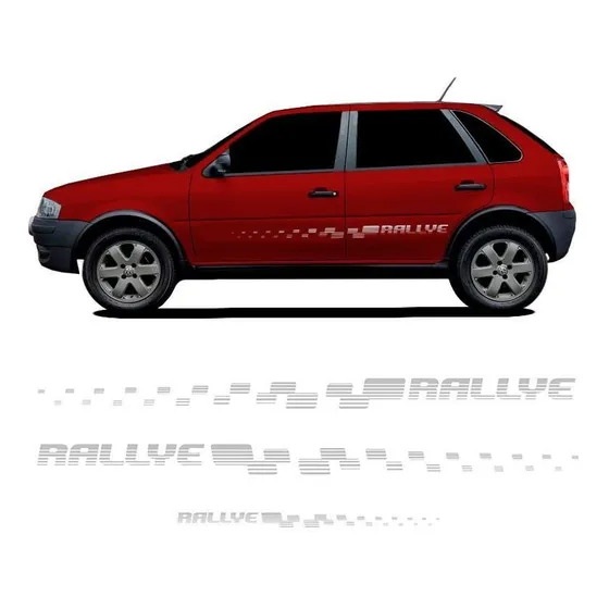 Kit Faixa Lateral + Adesivo Traseiro Para Gol Rallye G4 2006 2007 2008 2009 Prata Sportinox