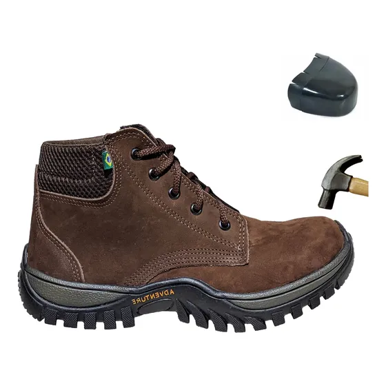 Bota Botina Segurança Masculino Sapato Coturno Nobuck Com Ca