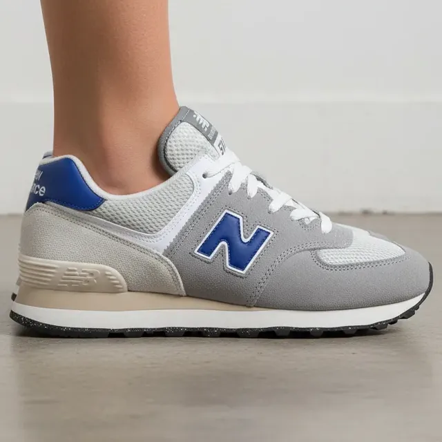 Tênis New Balance 574 V2 Unissex Retrô Moda Casual Original Prateado 39 Br