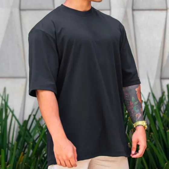 Camiseta Oversized Masculina Lisa Malhão 100% Algodão