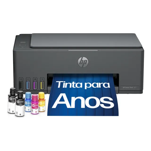 Impressora Multifuncional Hp Smart Tank 581 Colorida 1 Usb 2.0 De Alta...