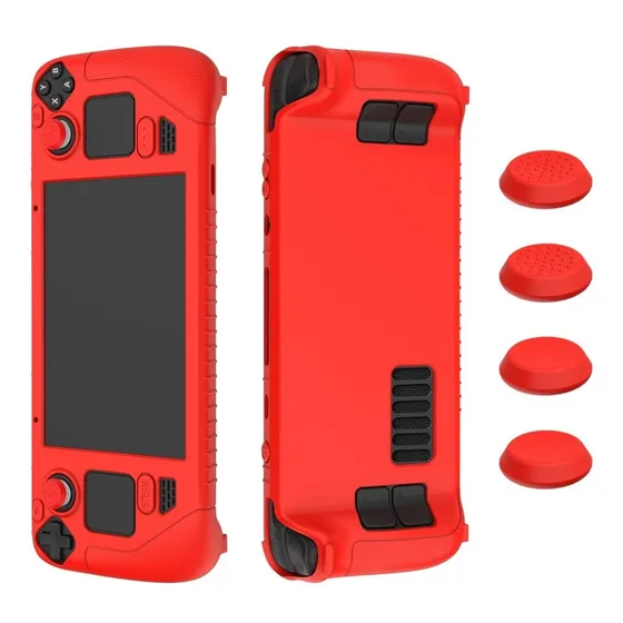 Funda Para Steam Deck Case Silicona Protectora Roja