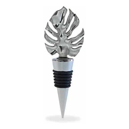 Vitores Plata Tropical Hoja Metal Tapon De Vino - Elegante