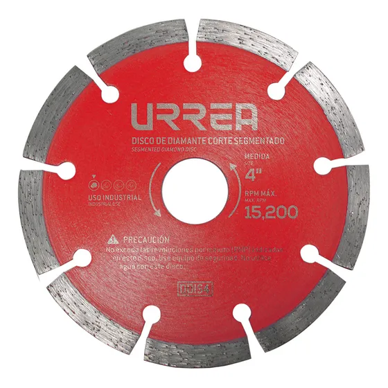 Disco Diamante Industrial Corte Segmentado 4 1/2puLG Urrea Color Bicolor