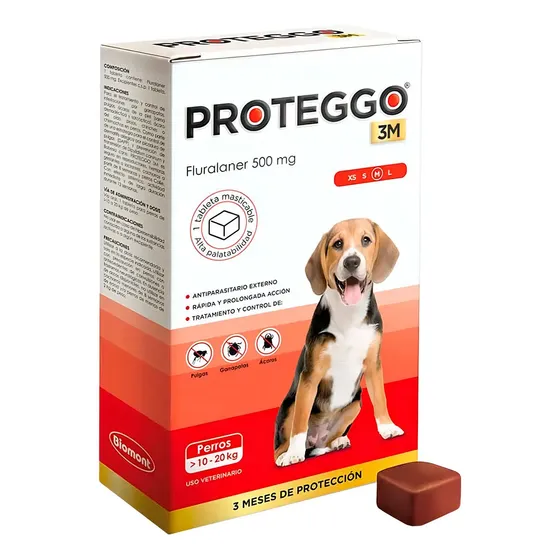 Antipulgas Masticable Proteggo 3M Perros 10-20 Kg Efecto 3 Meses | Cuotas sin interés