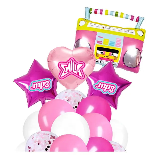 Pack Decorativo De 14 Globos De Emilia Mermes C/ Estéreo Mp3