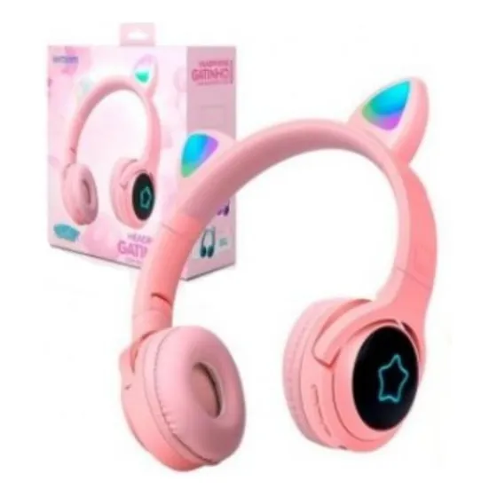 Headphone Gatinho Com Bluetooth E Led