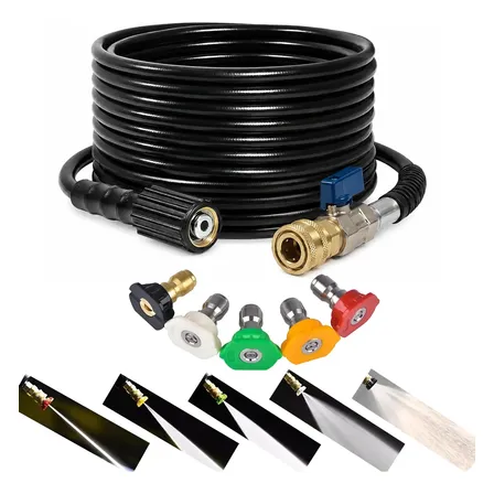 15m Mangueira Bico Registro Engate Rápido Lavadora P/karcher Preto