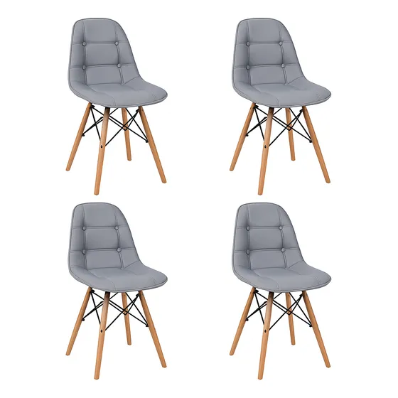 Cadeira De Jantar Charles Eames Estofada Botonê 4 Unidades