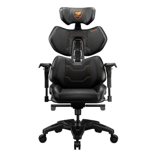 Silla de escritorio Cougar Terminator gamer ergonómica negra con tapizado de cuero sintético