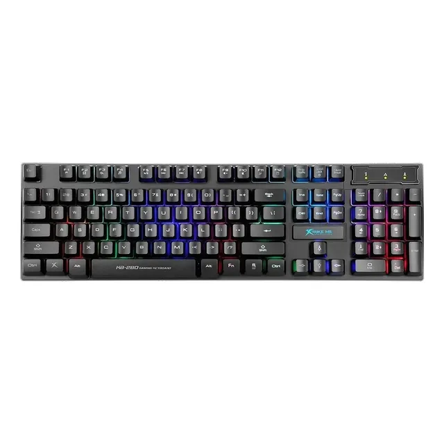 Teclado gamer Xtrike Me QWERTY inglés US color negro con luz rainbow