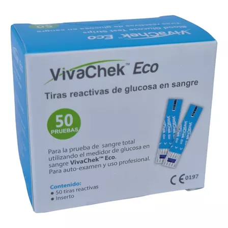 50 Tirillas Para Glucometro Vivacheck Eco 