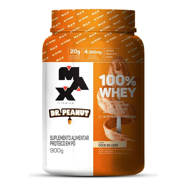 Whey Dr Peanut 100% Concentrado 900g - Max Titanium Sabor Doce De Leite Whey Dr Peanut 100% Concentrado 900g - Max Titanium Sabor Doce De Leite