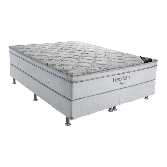Cama Box E Colchão Freedom Queen (158x198) - Ortobom Cor Couro Branco