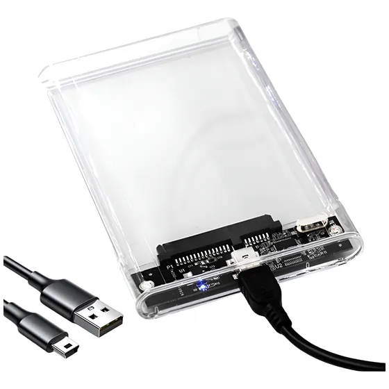 Case Externo 2.0 Disco Duro Transparente Laptop Sata Usb 2.0