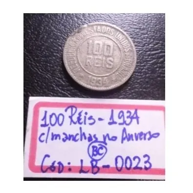 100 Réis Bc Com Manchas No Anverso 1934 Cód. Lb0023