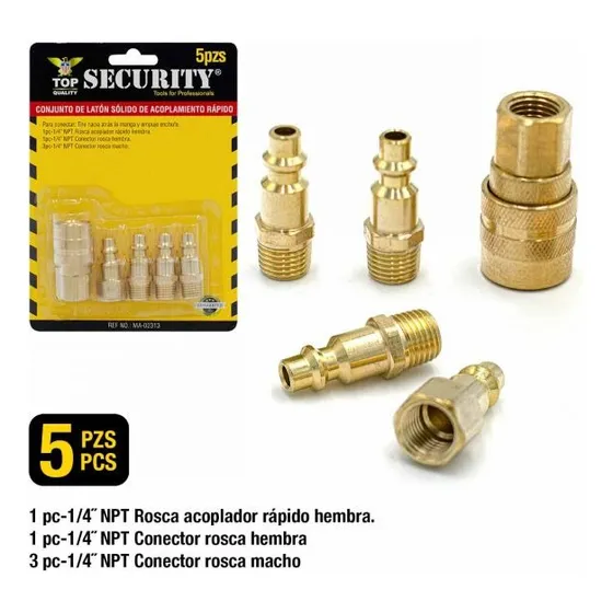 Acoples Conectores Para Compresor 5 Piezas Bronce Security
