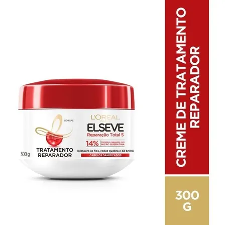Creme De Tratamento Capilar Repara Os 5 Sinais Do Dano Com Cicatri-ceramida Para Cabelos Danificados Reparação Total 5+ Elseve 300g