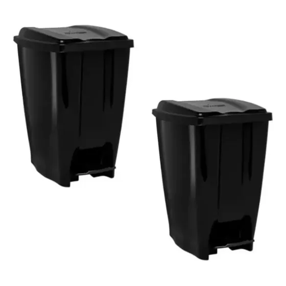 Kit 2 Lixeiras 20 Litros Cesto Lixo Resistente C/ Pedal