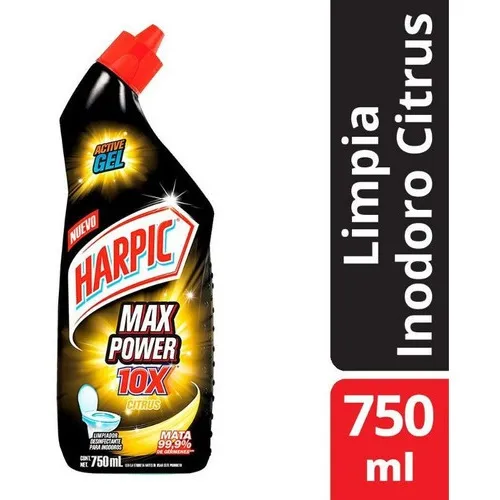 Gel Limpiador Para Inodoros Max Power Citrus 750ml Harpic