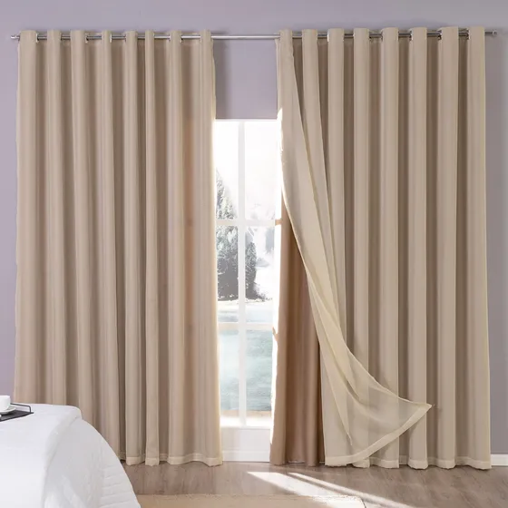 Cortina Blackout Com Voil/voal 5.00m X 2.70m Para Varao