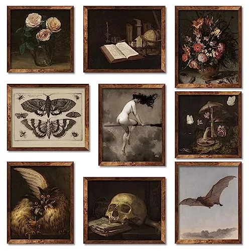 Whaline 9pcs Dark Academia Wall Art Prints Vintage Jqs7d