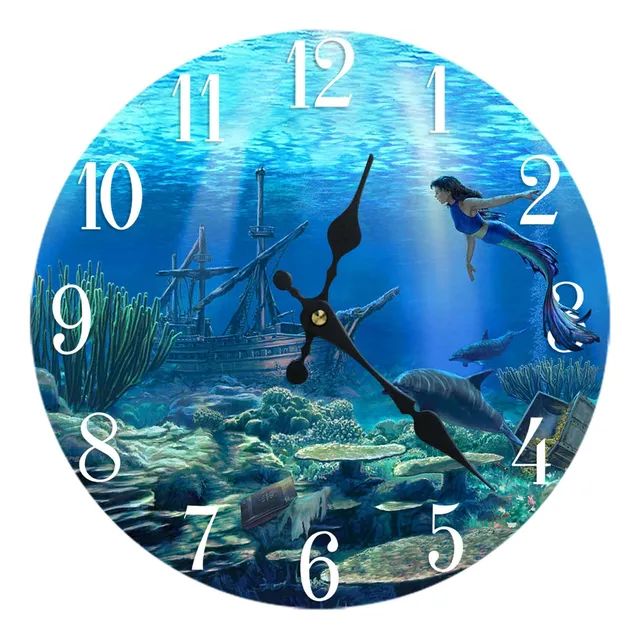 Reloj Pared Vidrio 13 X 13  Casa Decoracion Sirena Coastal