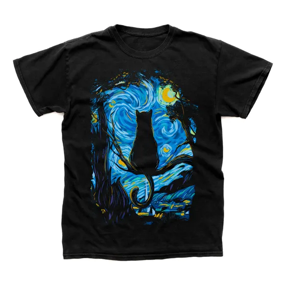 Camiseta Gatos Arte La Noche Estrellada N20