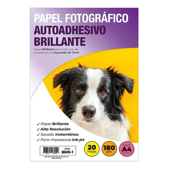 Papel Fotográfico A4 Autoadhesivo Brillante 180gr 20hojas