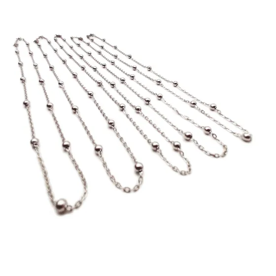 Oferta! Set 5 Cadenas Con Bolitas Acero Quirúrgico Por Mayor