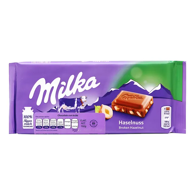 Chocolate Milka Con Trozos De Avellana Alune Hazelnuts 100g