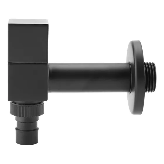 Grifo Laton Negro Cuadrado Para Lavadora Montaje Pared Agua