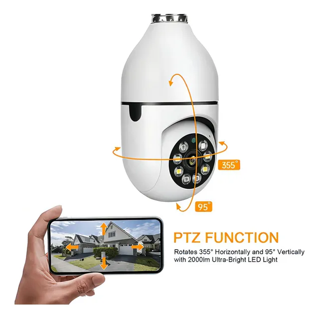 Foco Camara Seguridad Wifi Ptz Vision Nocturna 1080p Color Blanco Yoosee
