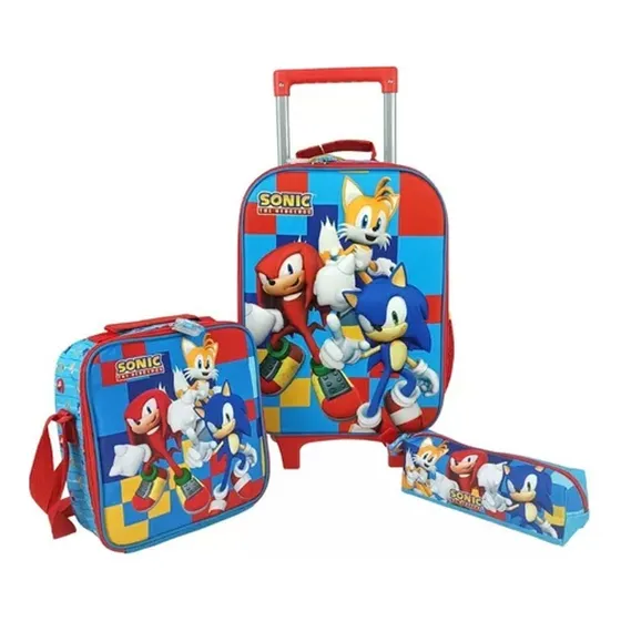 Mochila Set Maleta 3d Tamaño A4 Sonic Niños Escolar