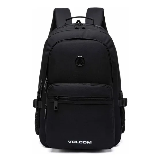 Mochila Trabalho Grande Espaçosa Reforçada Faculdade Cor Preto Desenho Do Tecido Liso