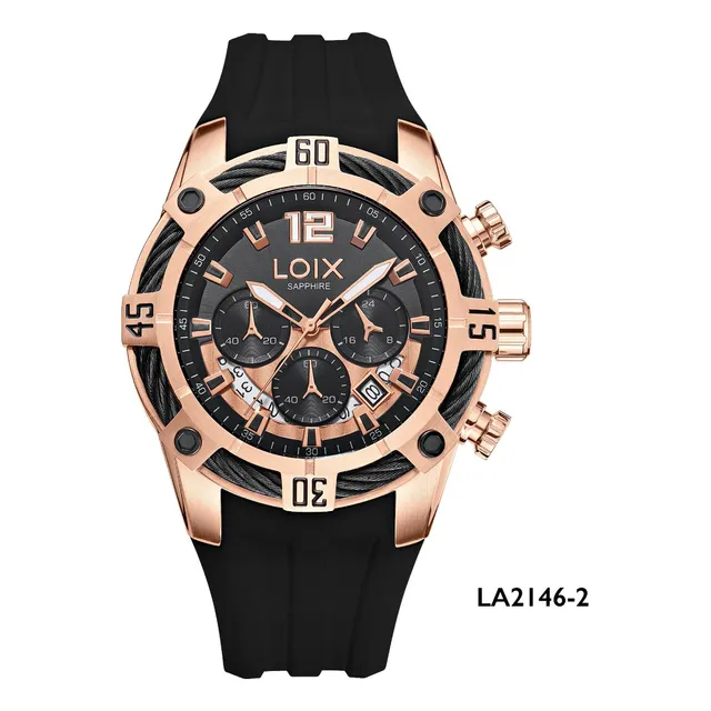 Reloj Hombre Loix La2146-2 Negro Con Oro Rosa,  Bicolor