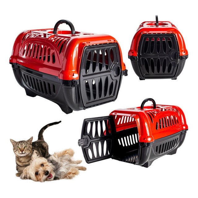 Caixa De Transporte Gatos Gaiola Carregar Coelhos Cor Vermelho Caixa De Transporte Gatos Gaiola Carregar Coelhos Cor Vermelho