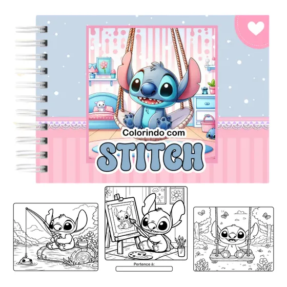 Livro De Colorir Stitch Estilo Bobbie Goods A5 50 Folhas 180g Capa Dura