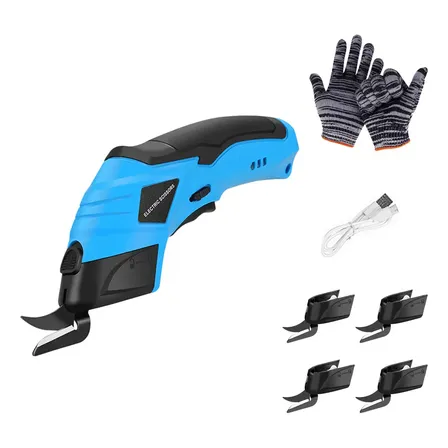 Tesoura Elétrica Recarregável 2000mah - 4 Cabeças De Aço Substituíveis | Corte Multifuncional Para Alfaiataria, Costura E Artesanato (azul)