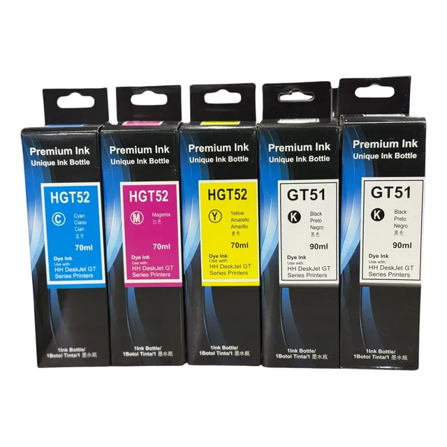 Kit 5 Tintas Para Hp Gt52 Gt53 Ink Tank 115 315 415 615 5810
